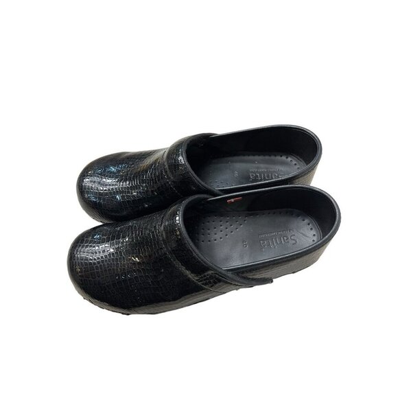 Sanita Danish Clogs Dark Green Snake Print Leather Shoes Size EU 40 US 9 /9.5 - Picture 7 of 8